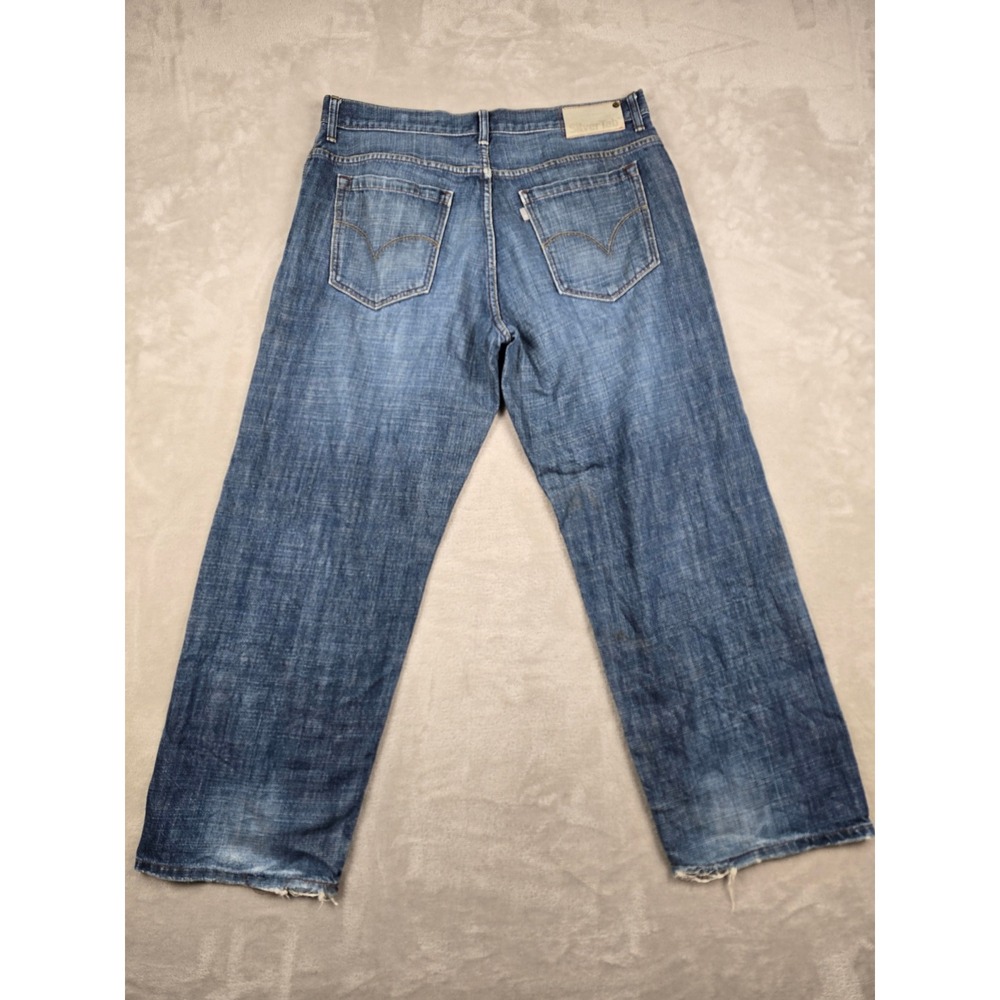 Levi's SilverTab Baggy Jeans Mens 36x30 Blue Denim Distressed Wide Leg Y2K Style